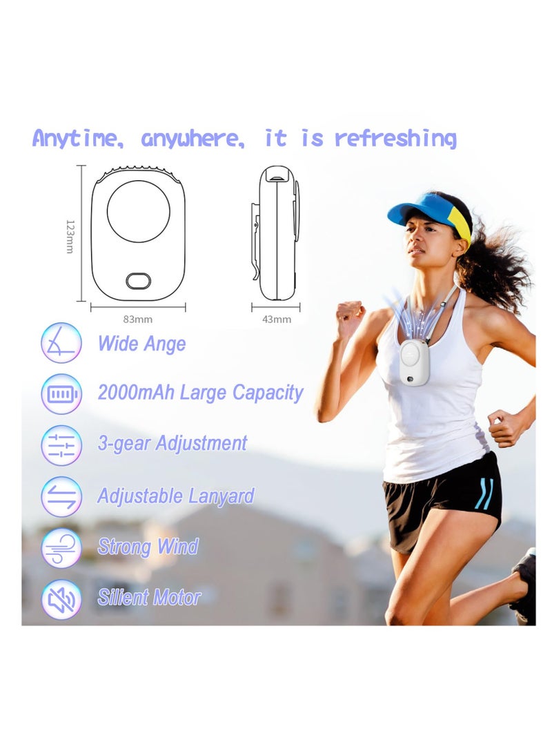 سونسر مروحة محمولة على الرقبة، مروحة شخصية بدون استخدام اليدين قابلة لإعادة الشحن عبر USB، مروحة شخصية بدون استخدام اليدين مع تصميم حبل قابل للتعديل مروحة سفر مدمجة 3 إعدادات سرعة الرياح مروحة يمكن ارتداؤها للسفر في الأماكن المغلقة في الهواء الطلق - Image 2