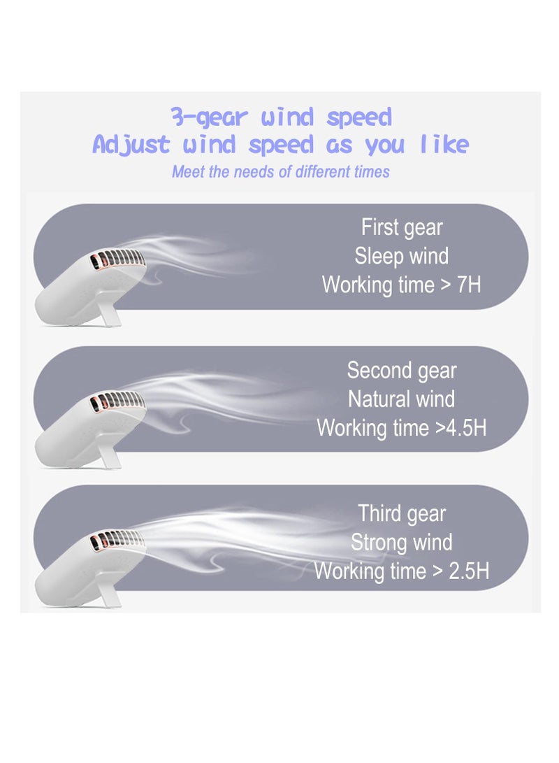 سونسر مروحة محمولة على الرقبة، مروحة شخصية بدون استخدام اليدين قابلة لإعادة الشحن عبر USB، مروحة شخصية بدون استخدام اليدين مع تصميم حبل قابل للتعديل مروحة سفر مدمجة 3 إعدادات سرعة الرياح مروحة يمكن ارتداؤها للسفر في الأماكن المغلقة في الهواء الطلق - Image 3