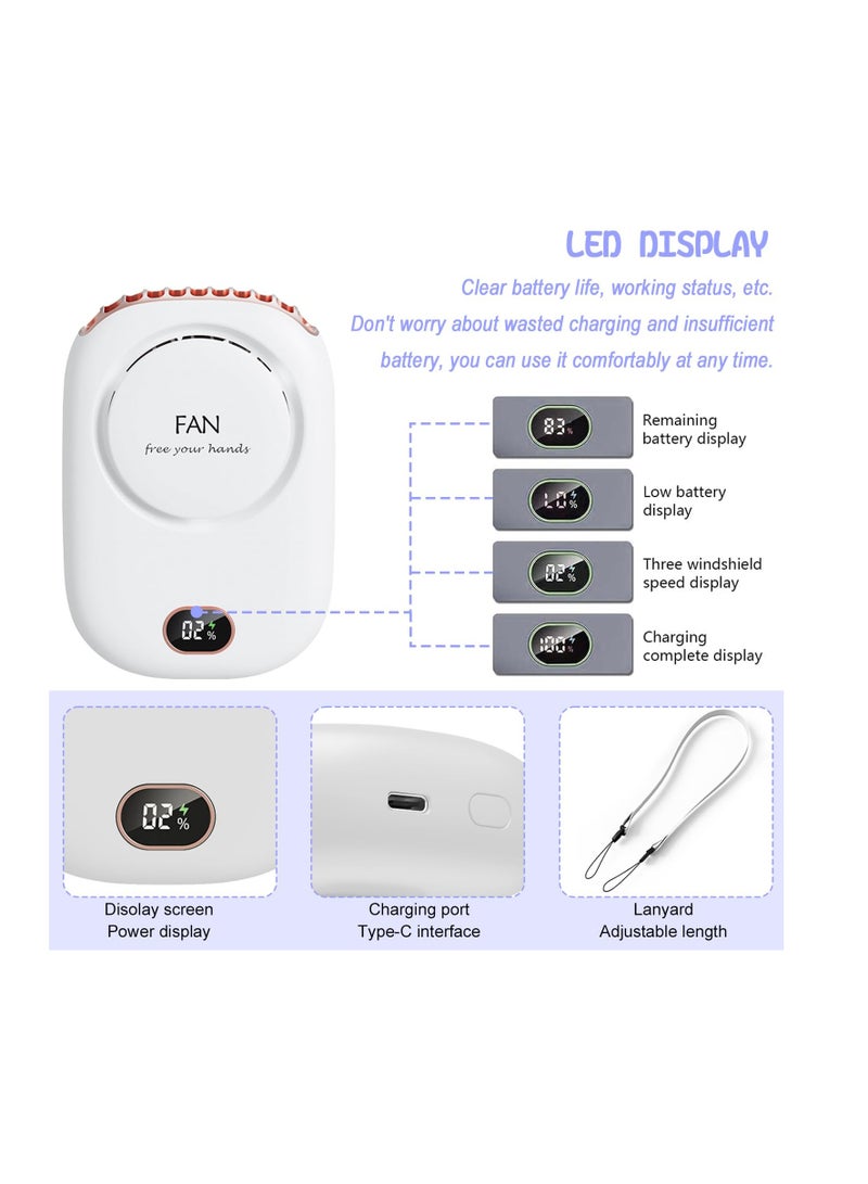 سونسر مروحة محمولة على الرقبة، مروحة شخصية بدون استخدام اليدين قابلة لإعادة الشحن عبر USB، مروحة شخصية بدون استخدام اليدين مع تصميم حبل قابل للتعديل مروحة سفر مدمجة 3 إعدادات سرعة الرياح مروحة يمكن ارتداؤها للسفر في الأماكن المغلقة في الهواء الطلق - Image 4