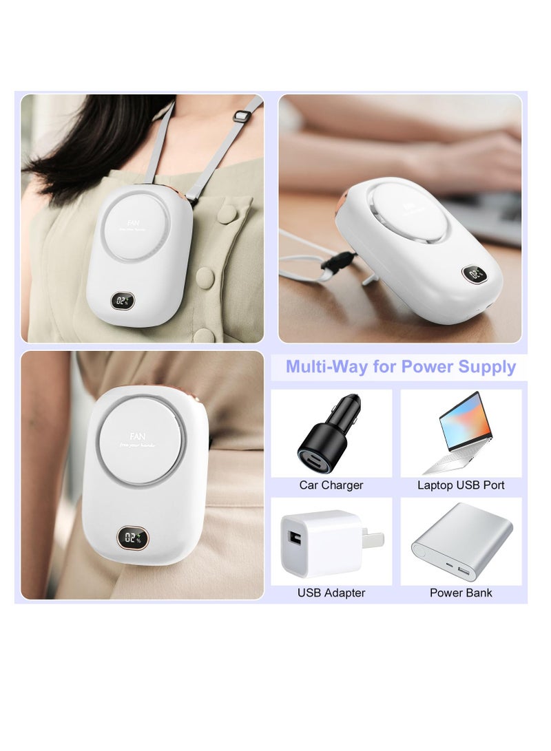 سونسر مروحة محمولة على الرقبة، مروحة شخصية بدون استخدام اليدين قابلة لإعادة الشحن عبر USB، مروحة شخصية بدون استخدام اليدين مع تصميم حبل قابل للتعديل مروحة سفر مدمجة 3 إعدادات سرعة الرياح مروحة يمكن ارتداؤها للسفر في الأماكن المغلقة في الهواء الطلق - Image 5