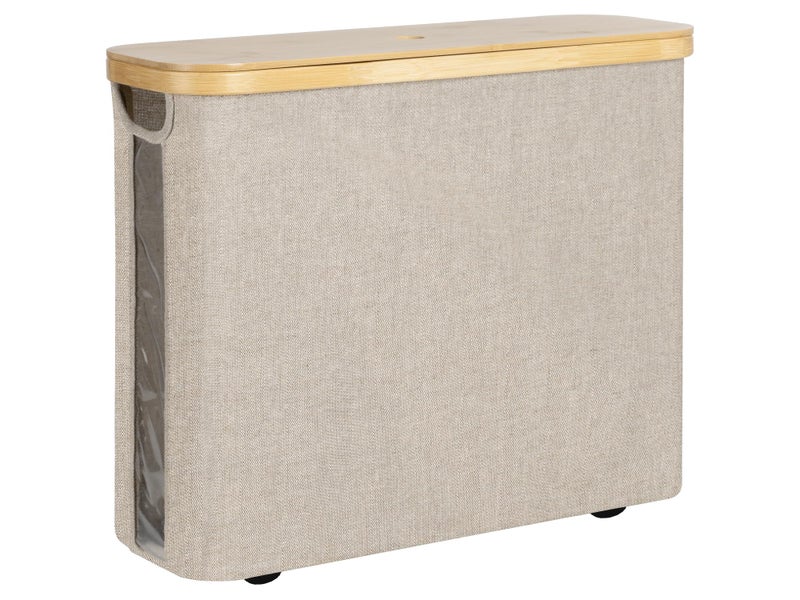 StorageWorks Toilet Paper Storage with Bamboo Lid, Toilet Paper Holder Basket for Up to 9 Mega or 12 Regular Size Rolls, Medium Paper Storage Baskets for Bathroom, Light Khaki, 1 Pack - Image 1