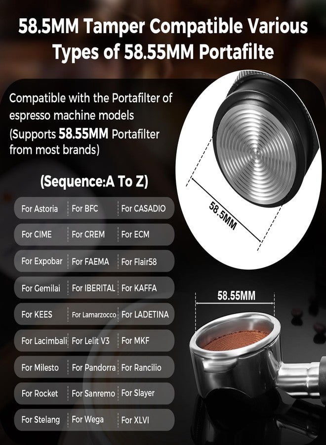 IKAPE 58mm Espresso Tamper, Premium Barista Coffee Calibrated Tamper with Spring Loaded, 100% Stainless Steel Tamper Compatible with All 58MM Bottomless Portafilter (Black) - Image 2