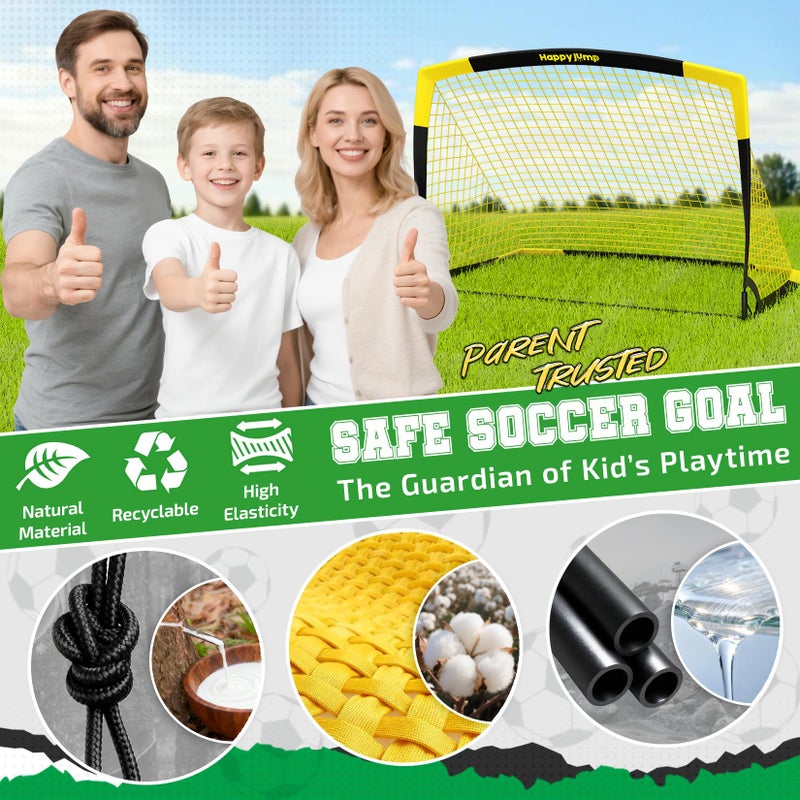 Happy Jump 7x5 FT & 5x3.6 FT Portable Soccer Goal for Youth Players Ages 6â€“14, Large-Frame Design Built for Long-Term Development, Easy Setup for Backyard, Park or School Training - Image 2