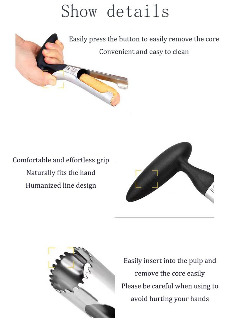 Apple Corer, Fruit and Vegetable Corer, Professional Healthy Stainless Steel Apple Corer Home Kitchen Tool for Fuji, Pear, Bell Pepper - Black  - Image 3