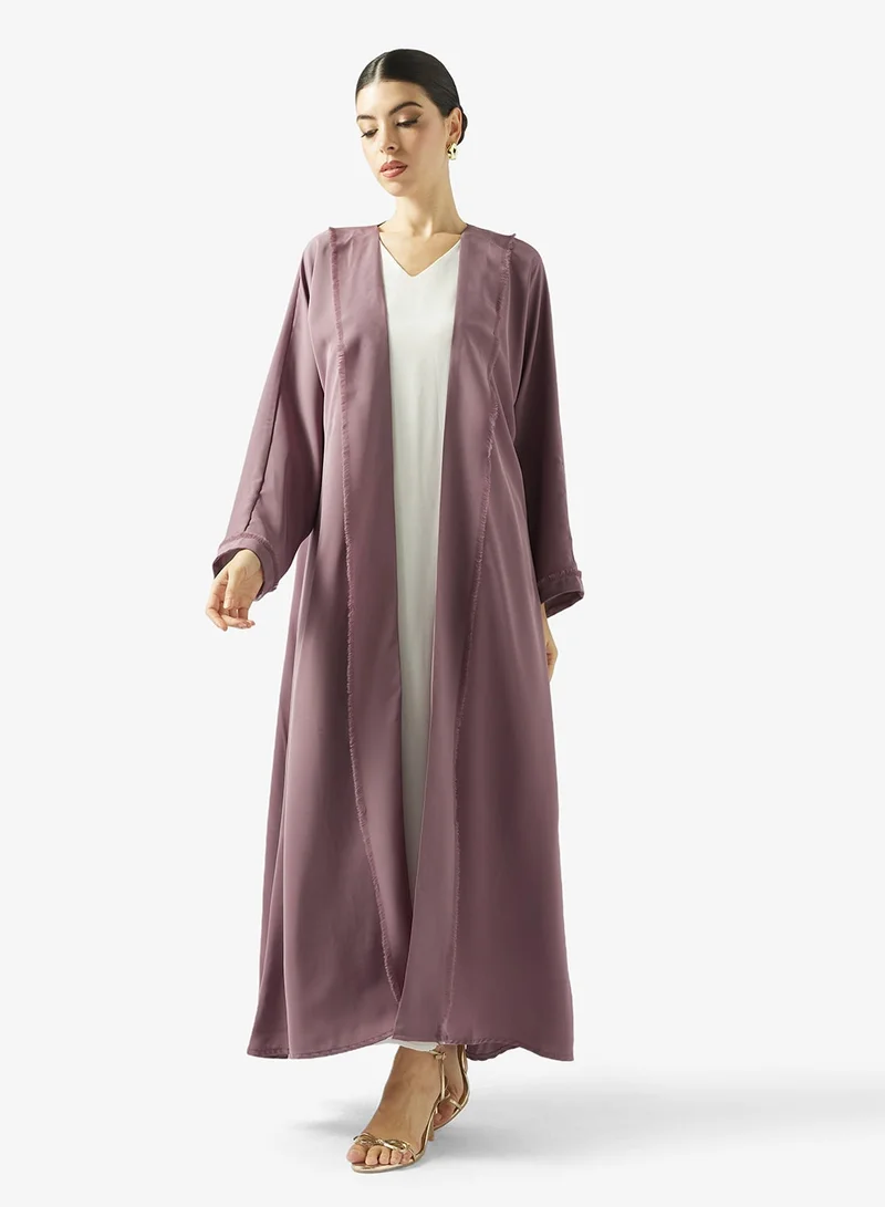hayas closet Lapel Collar Abaya With Sheila