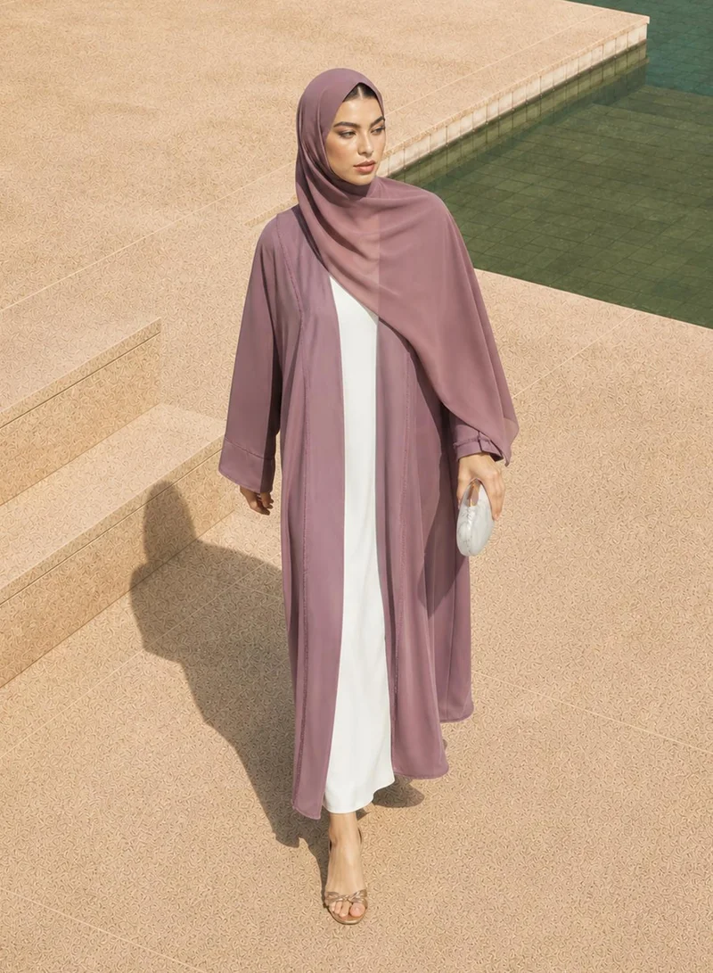 hayas closet Lapel Collar Abaya With Sheila