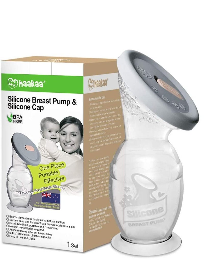 haakaa Breast Pump Manual With Suction Base 100% Food Grade Silicone BPA,  PVC And Phthalate Free 5oz/150ml - Image 1