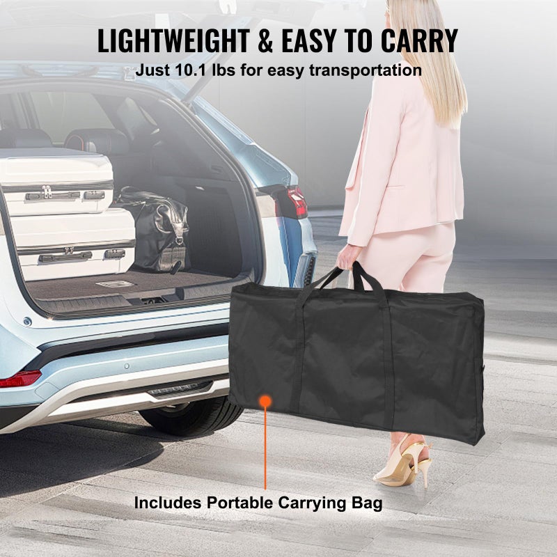 VEVOR Folding Portable Bar Table, Tradeshow Podium Table for Indoor, Outdoor, Party, Picnic, Exhibition, Includes Carrying Case, Storage Shelf and Black Skirt, 38.39" x 15.16" x 34.25" - Image 5