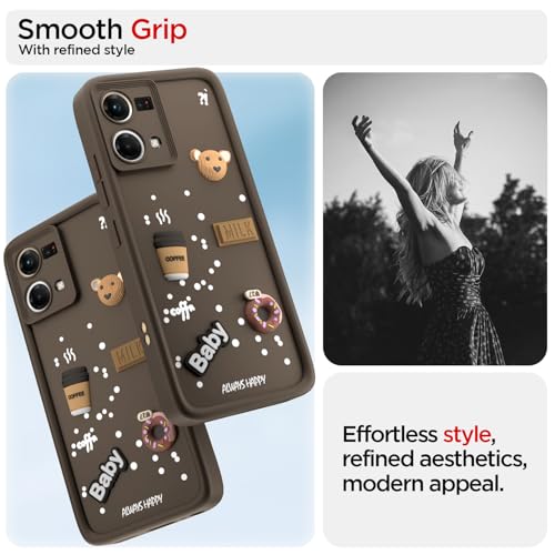 Pikkme Back Cover for Oppo F21 Pro 4G | Cute Fun Cartoon 3D Bear Silicone Full Body Protection Bumper Case (Brown) - Image 2