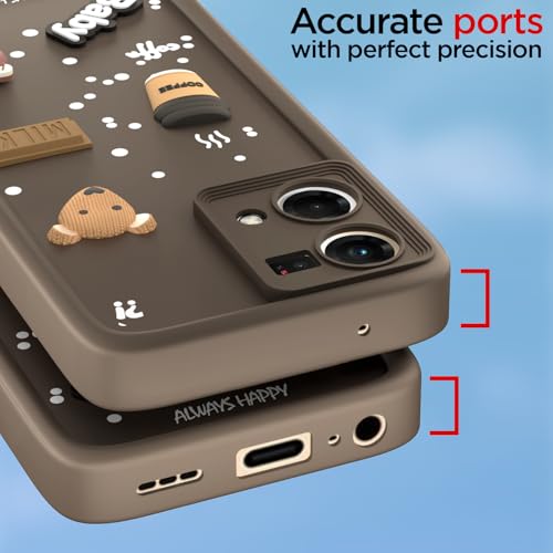 Pikkme Back Cover for Oppo F21 Pro 4G | Cute Fun Cartoon 3D Bear Silicone Full Body Protection Bumper Case (Brown) - Image 4