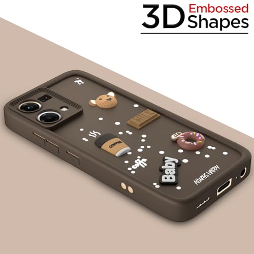 Pikkme Back Cover for Oppo F21 Pro 4G | Cute Fun Cartoon 3D Bear Silicone Full Body Protection Bumper Case (Brown) - Image 3