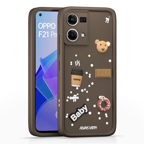 Pikkme Back Cover for Oppo F21 Pro 4G | Cute Fun Cartoon 3D Bear Silicone Full Body Protection Bumper Case (Brown) - Image 1