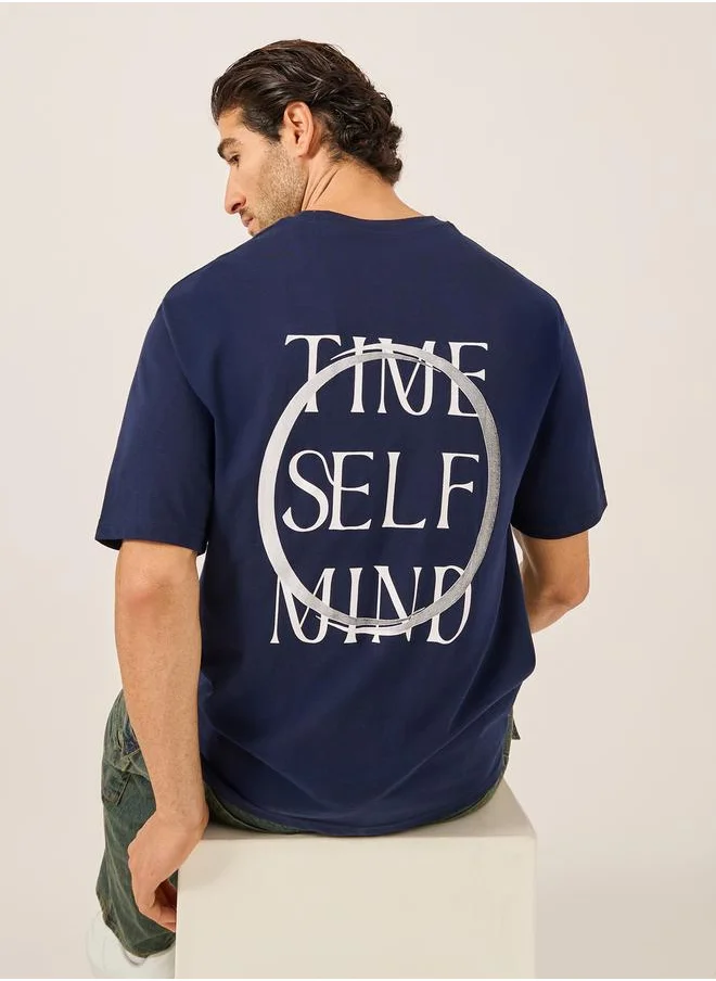 Styli Graphic Print Round Neck Oversized T-Shirt