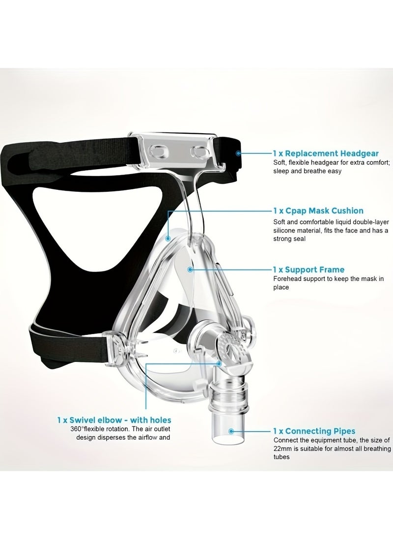Ventilator Mask CPAP Replacement Accessory for CPAP Machines, Reusable CPAP Consumables, Compatible with All CPAP Machines with 22mm CPAP Tube M