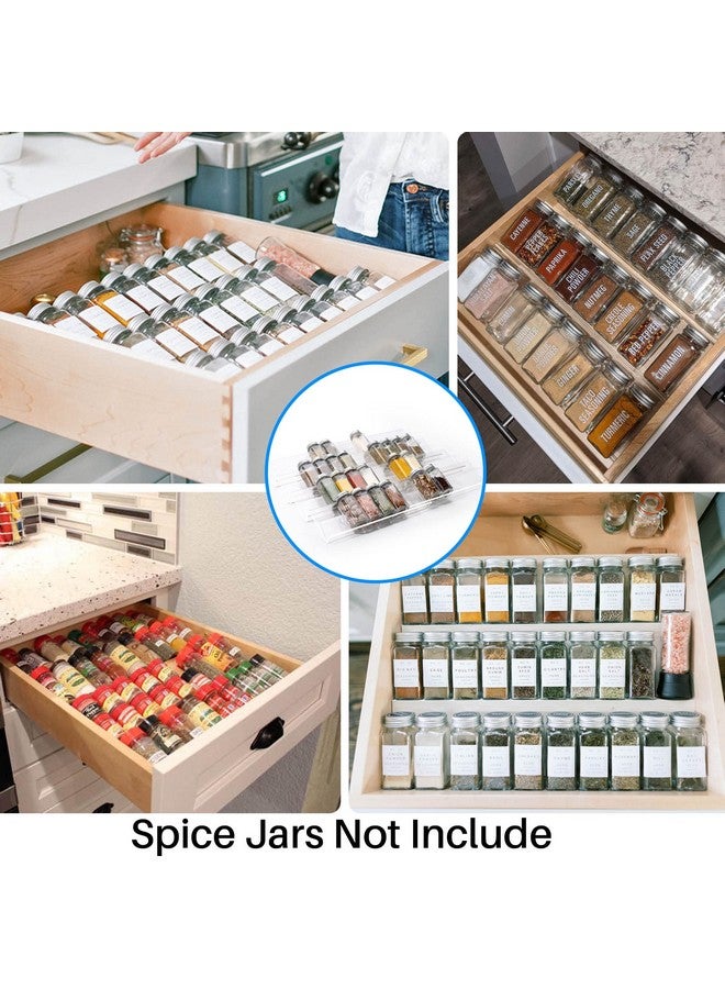 Antimbee Spice Drawer Organizer, 4 Tier- 8 Pack Kitchen Spice Rack Tray for Drawer, Acrylic Seasoning Organizer Rack Expandable From 13" to 26",Holds up 56 Spice Jars (Jars not Include) - Image 2
