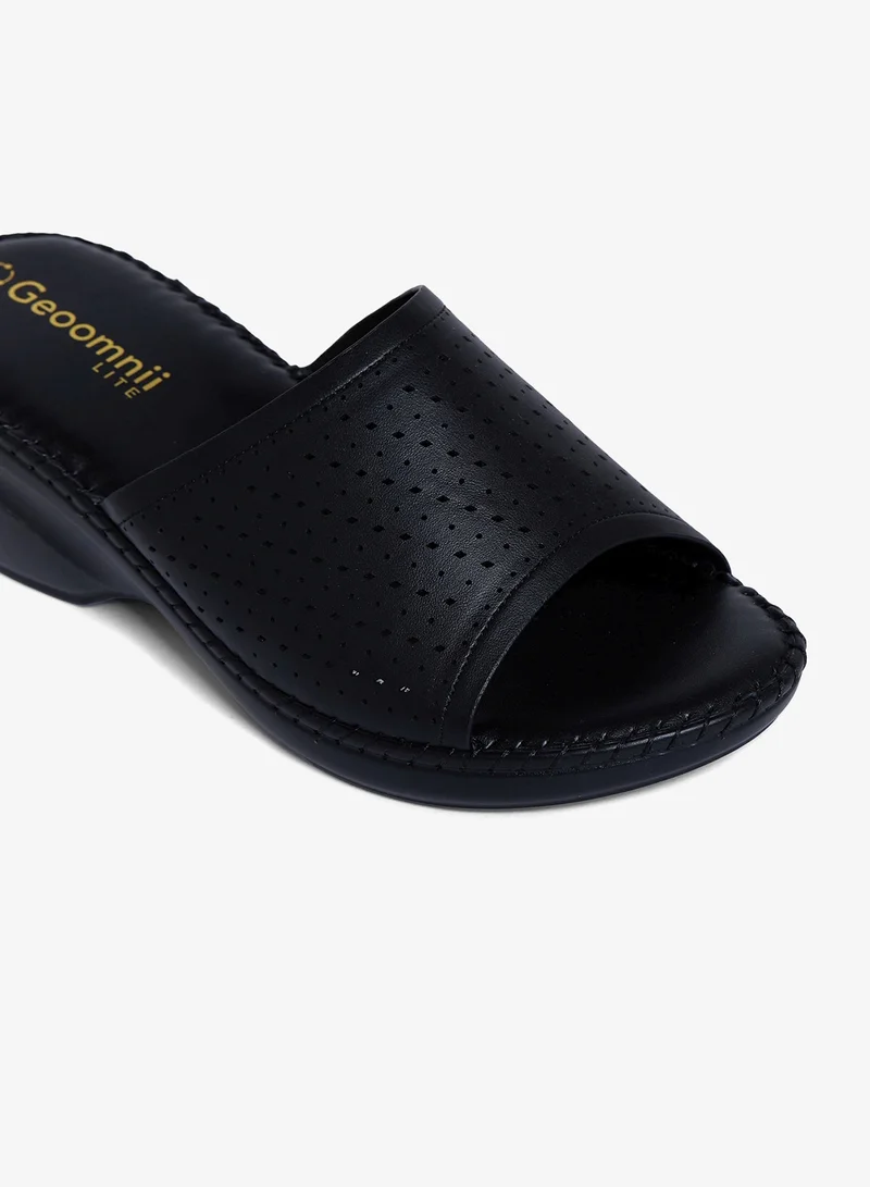 Geoomnii BLACK Geoomnii Comfort Slide Sandals for Women – Cushioned Slip-On Casual Sandals for Daily Wear, Home, Travel & Walking for Women | Best Price UAE