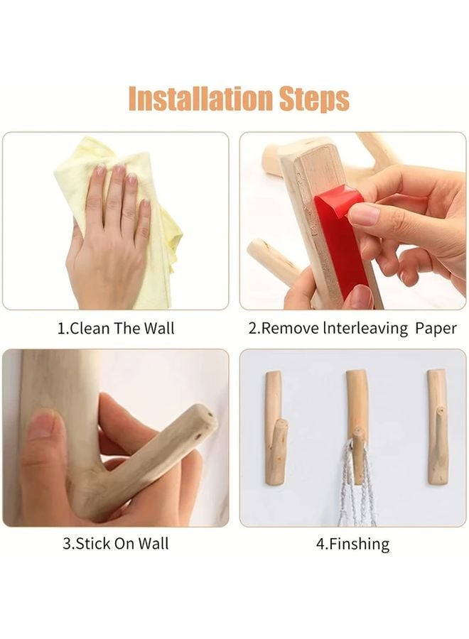 قطعة واحدة من خطاف الحائط الخشبي الطبيعي ذاتي اللصق، لا يتطلب التثبيت عمل فتحات للمعاطف والمفاتيح. - Image 5