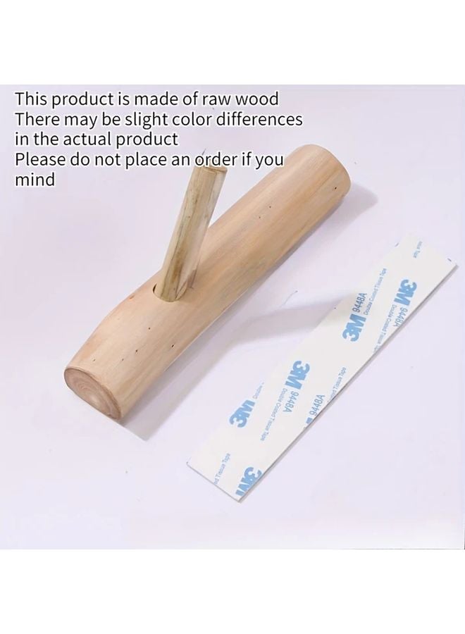 قطعة واحدة من خطاف الحائط الخشبي الطبيعي ذاتي اللصق، لا يتطلب التثبيت عمل فتحات للمعاطف والمفاتيح. - Image 1