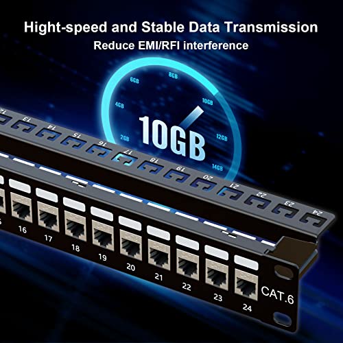 iwillink 10Gbps Patch Panel 24 Port, RJ45 Through Coupler Cat6 Patch Panel, STP Shielded Patch Panels 19-Inch 1U with Back Bar, Wallmount or Rackmount, Compatible with Cat5, Cat5e, Cat6 Cabling - Image 4