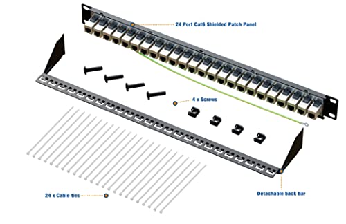 iwillink 10Gbps Patch Panel 24 Port, RJ45 Through Coupler Cat6 Patch Panel, STP Shielded Patch Panels 19-Inch 1U with Back Bar, Wallmount or Rackmount, Compatible with Cat5, Cat5e, Cat6 Cabling - Image 5