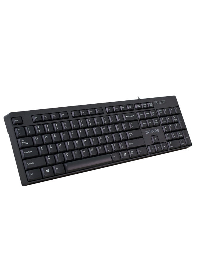 Dearmo Mk1900 Wired Keyboard And Mouse Set For Business Office Home Use, Laptop Keyboard And Mouse Combo, Black, 1200dpi - Image 2