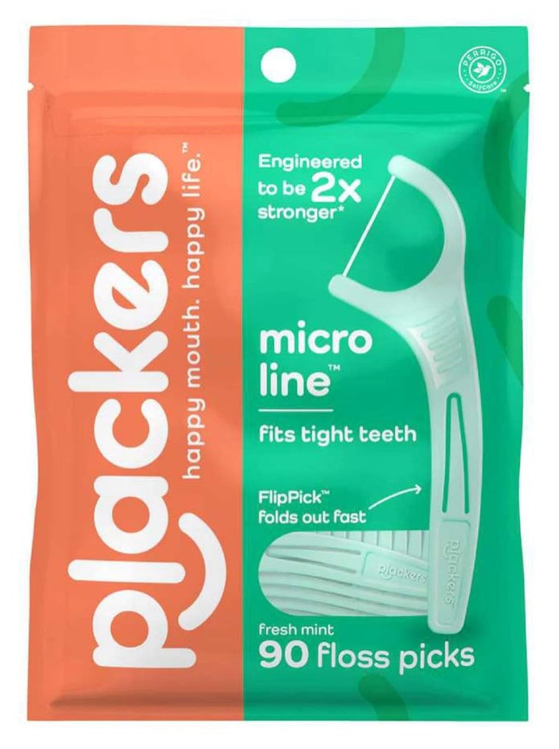 Plackers Micro Dental Flossers, Mint, (Pack of 36), 90 Count (Pack of 3), 270 count - Image 1