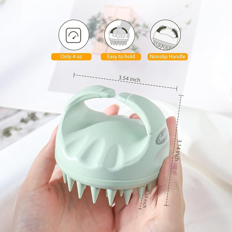 Sndyi Scalp Massager Shampoo Brush, Head Scalp Massager for Hair Growth, Scalp Scrubber with Soft Silicone Bristles, Scalp Scrubber/Exfoliator for Dandruff Removal, Wet Dry Scalp Brush, Green - Image 4