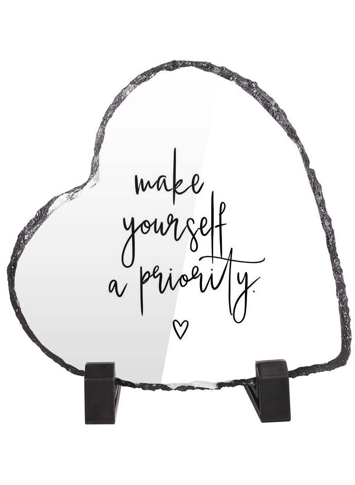 Service Zone Protective Printed White Heart Shape Marble Photo Frame for Table Top Make Yourself A Priority 