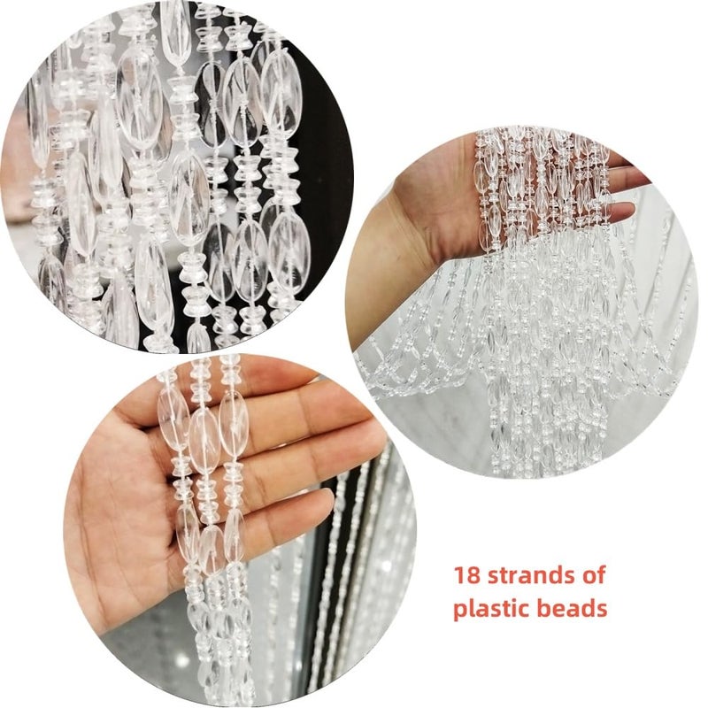 ave split Beaded Curtain Doorways Acrylic Hanging Door Beads String Curtains Tassel Room Divider Screen Decor for Doorway Window Living Room Wedding (1, Clear, 39 inch x 78.7 inch), ES041 - Image 3