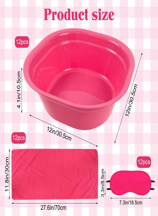 CODOHI 36 Pcs Kids Foot Spa Kit for Girls, Spa Party Supplies for Girls with 12 Pcs Foot Tub & 12 Pcs Pink Hand Towels & 12 Pcs Eye Masks for Girls Sleepover Slumber Party Supplies (Rose) - Image 2