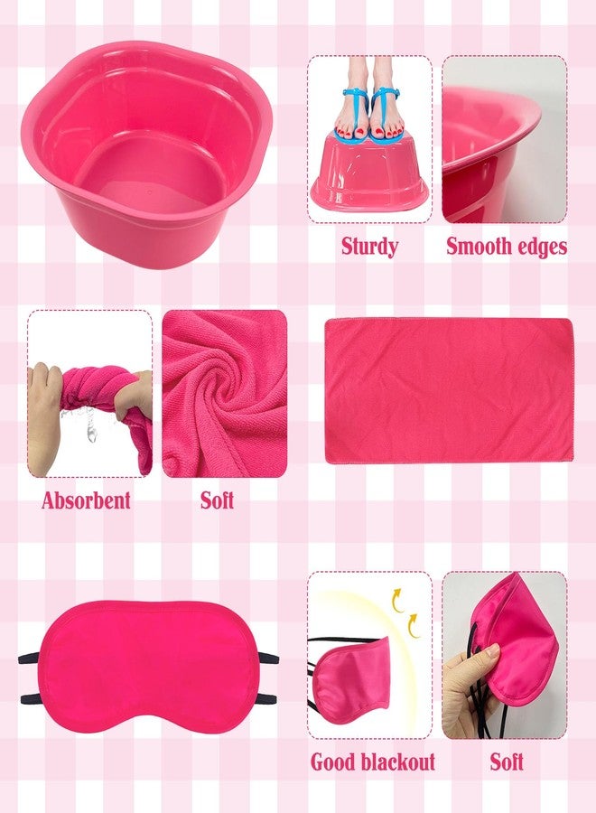 CODOHI 36 Pcs Kids Foot Spa Kit for Girls, Spa Party Supplies for Girls with 12 Pcs Foot Tub & 12 Pcs Pink Hand Towels & 12 Pcs Eye Masks for Girls Sleepover Slumber Party Supplies (Rose) - Image 3
