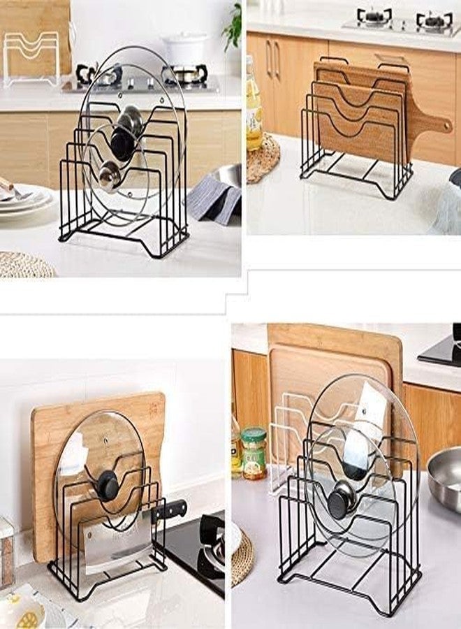 VARNH 4 Slot Rack For Lids- Heavy-Duty Multifunctional Pan Cover & Board Organizer, For Plates, Pot, Book Shelf, Bakeware Chopping Boards, And Utensils-1pcs - Image 4