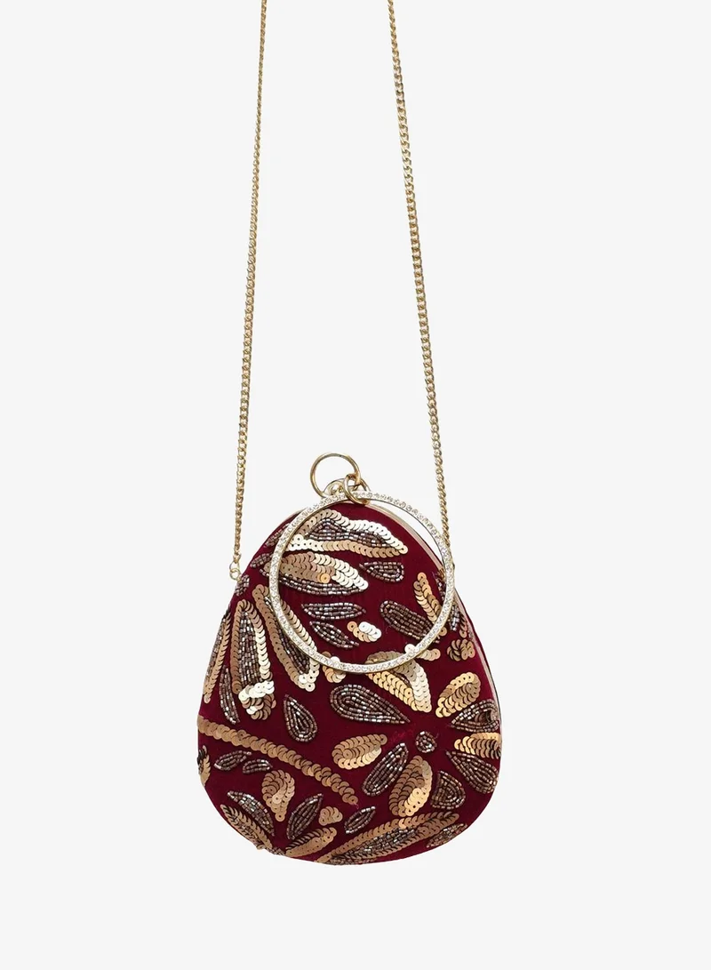 Khizana Embroidered Circle Handle Clutch