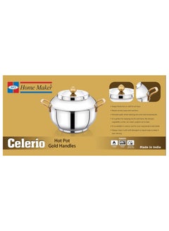 Homemaker Celerio Hotpot 12000ml Capacity - Air Tight Lid - High Quality Stainless Steel - Gold Lids & Silver  - Image 3