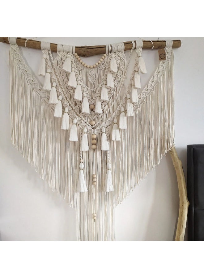 انتيكيانو تعليقة جدارية منسوجة بطابع بوهيمي، نسيج جداري كبير، فن مكرمي عضوي بسيط من الألياف، تعليقة مكرمية جدارية لديكور المنزل البوهيمي، بطابع عرقي - Image 1