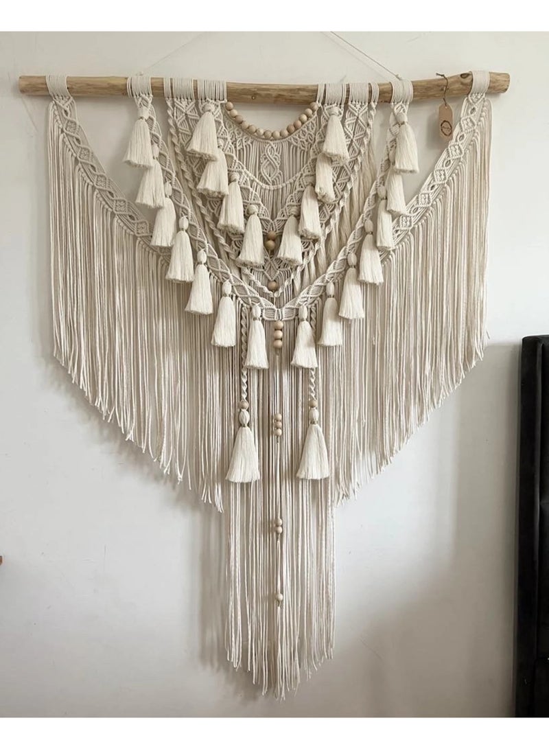 انتيكيانو تعليقة جدارية منسوجة بطابع بوهيمي، نسيج جداري كبير، فن مكرمي عضوي بسيط من الألياف، تعليقة مكرمية جدارية لديكور المنزل البوهيمي، بطابع عرقي - Image 2