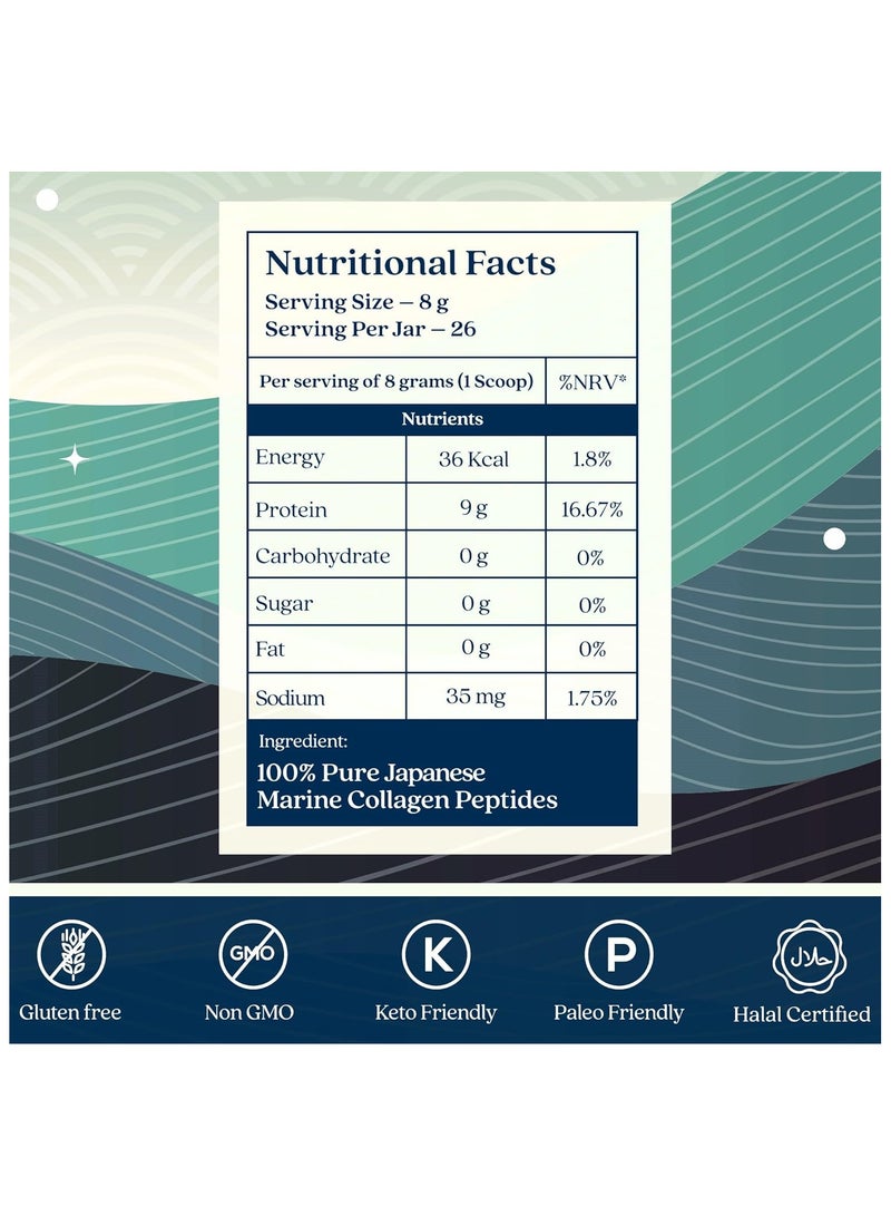 Valeo Marine Collagen - Japanese Collagen Peptides Unflavored 208 gm, 8 g per serving - Pack of 2 - Image 3