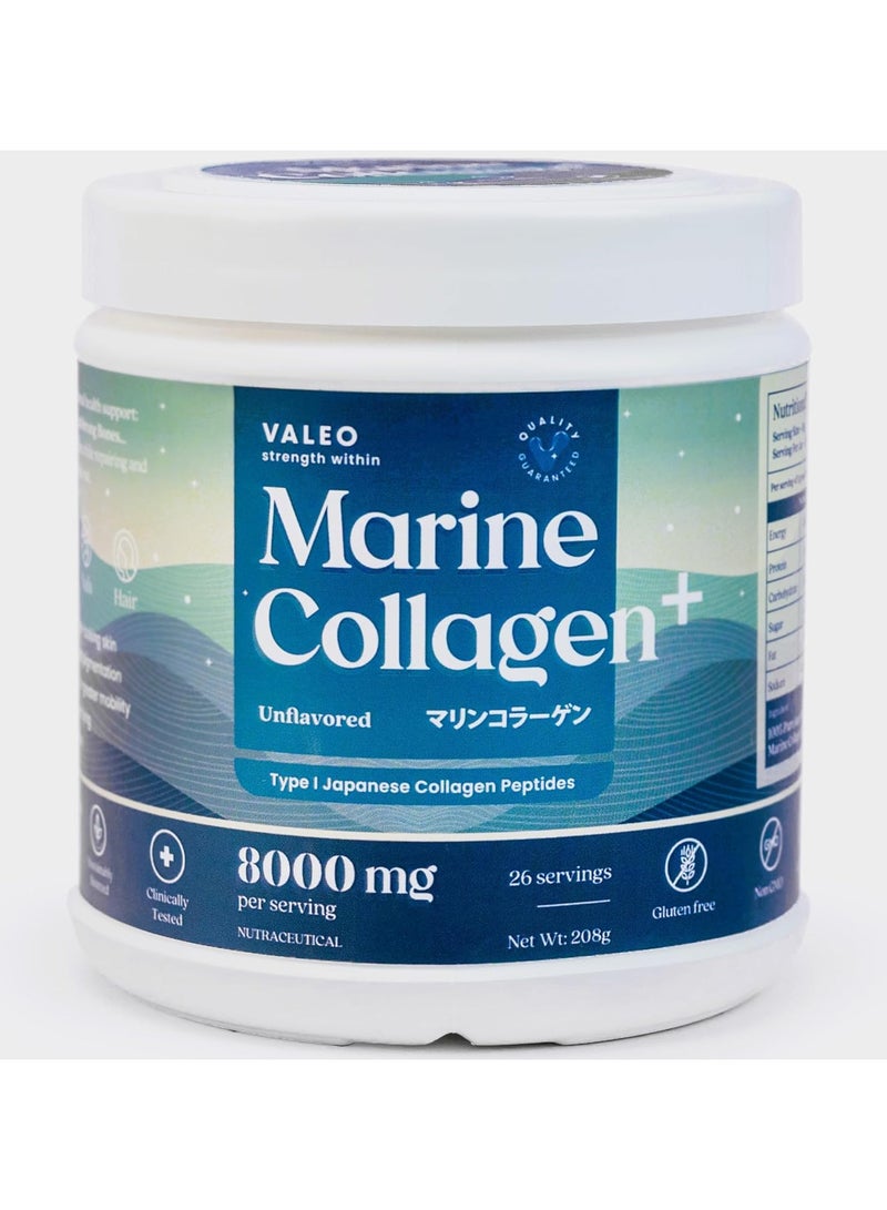Valeo Marine Collagen - Japanese Collagen Peptides Unflavored 208 gm, 8 g per serving - Pack of 2 - Image 1