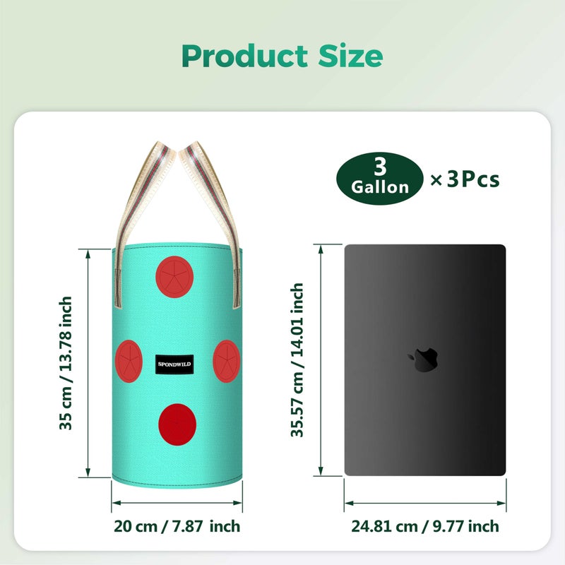 SPONDWILD 3 Pack 3 Gallon Hanging Strawberry Planter Bags, 12 Holes PE Grow Bags with Bottom Drainage, Reusable Vertical Planters for Small Space Gardening(Green) - Image 2