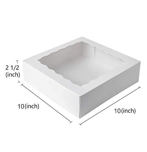 Onemore ONE MORE 10inch White Natural Bakery Pie Boxes With PVC Windows,Large Cookie box 10x10x2.5inch 12 of Pack - Image 3