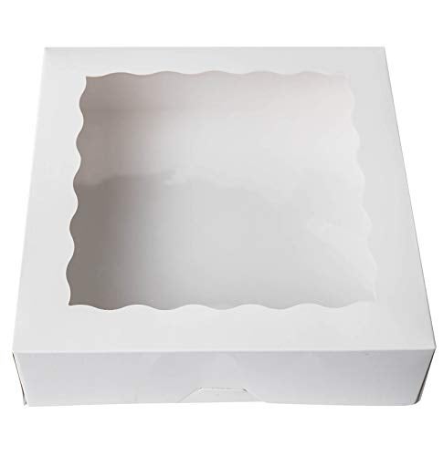 Onemore ONE MORE 10inch White Natural Bakery Pie Boxes With PVC Windows,Large Cookie box 10x10x2.5inch 12 of Pack - Image 2