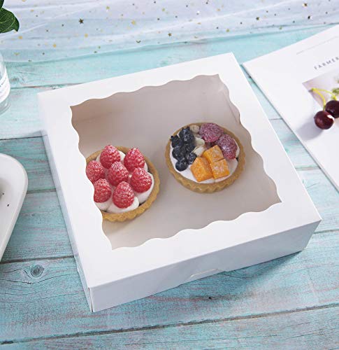 Onemore ONE MORE 10inch White Natural Bakery Pie Boxes With PVC Windows,Large Cookie box 10x10x2.5inch 12 of Pack - Image 4