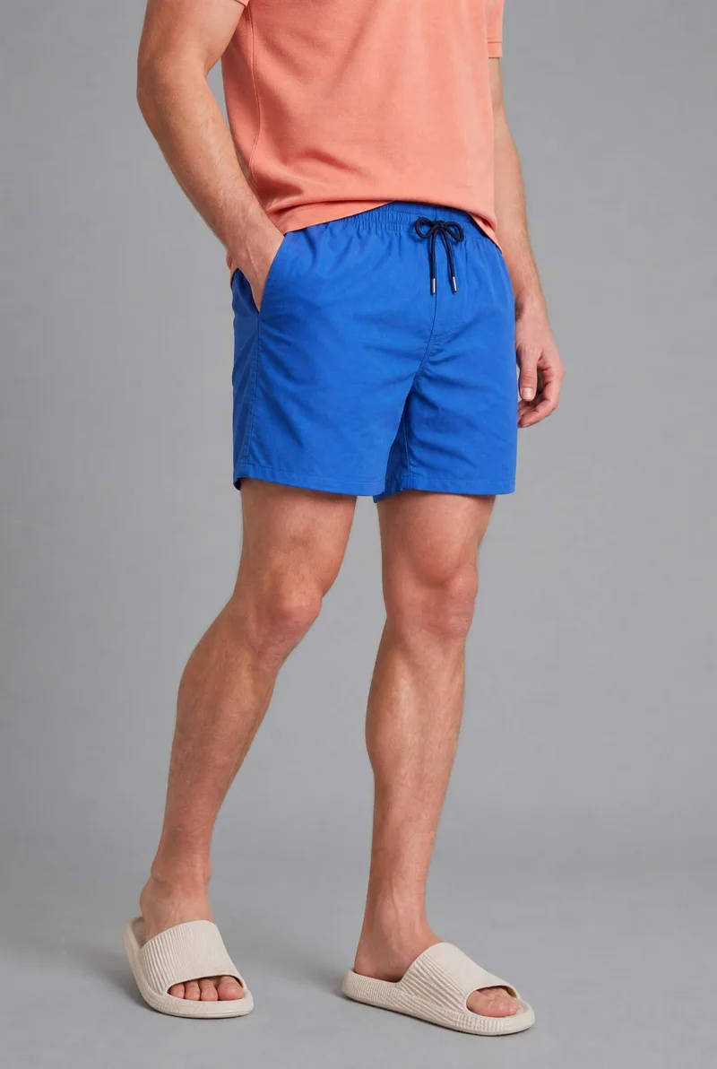Defacto  Elastic Draw Waist Blue Swim Shorts for Men | Best Price UAE