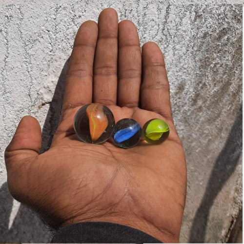 advancedestore Glass Marble Balls for Kids FLX (Multicolour) 1.5cm(60pcs) 2cm(20pcs) 2.5cm(5pcs) - Image 1