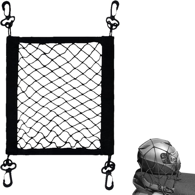 Motorcycle Cargo Net - High Elastic Polyester Luggage Holder for Secure Load Stability, 360 Degree Rotatable Hooks with Quick Mount Design, Bike Storage Net for Helmets Bags Groceries Daily Riding - Image 1