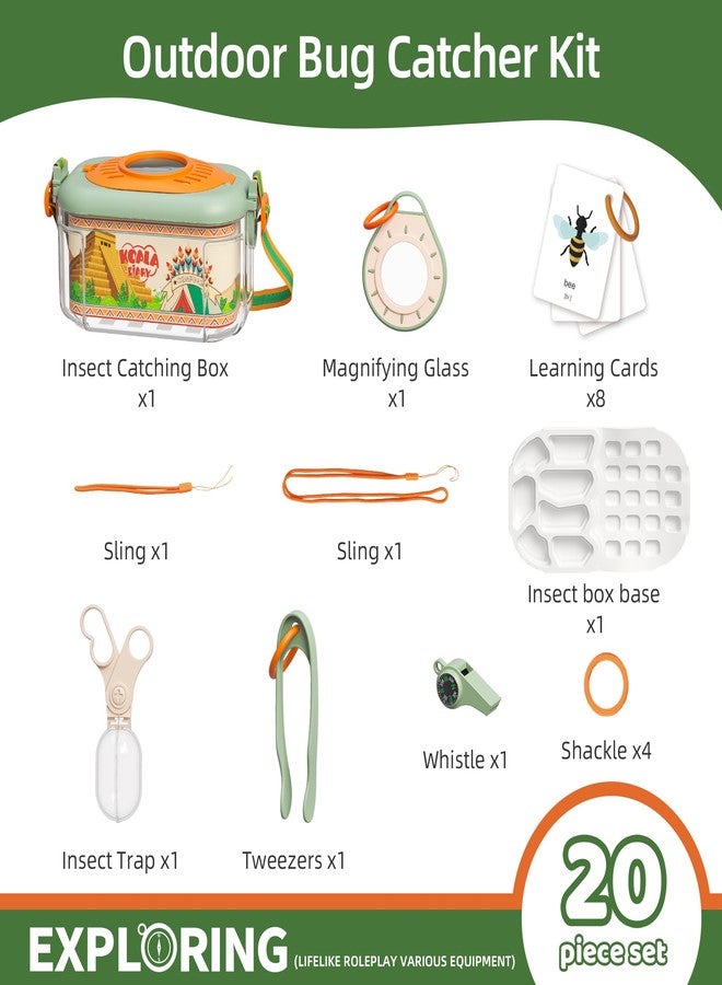 KOALA DIARY Bug Catcher for Kids Explorer Bug Catching Kit,Magnifying Glass, Tweezers, Whistle & Compass, Learning Guide, Insect Habitat, Outdoor Toys(3 Year +) (Kids Bug Catcher Set) - Image 2