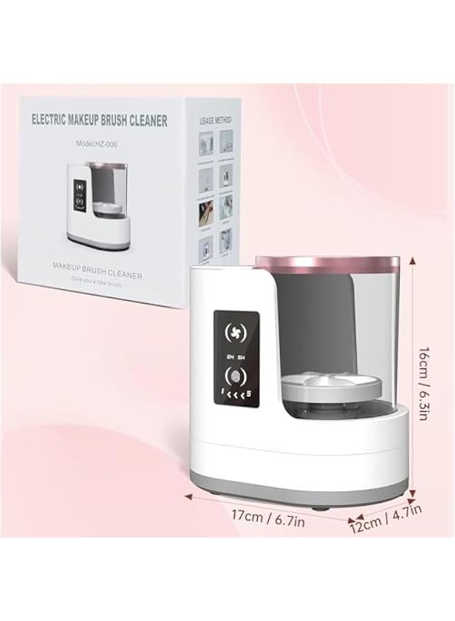 بيوينتي ماكينة تنظيف فرش المكياج الكهربائية 3 في 1   جهاز تنظيف وتجفيف فرش المكياج مع حامل للتجفيف   أداة تنظيف أوتوماتيكية لفرش التجميل تعمل باليو إس بي   مناسب لتنظيف جميع أحجام فرش التجميل الأساسية - Image 4