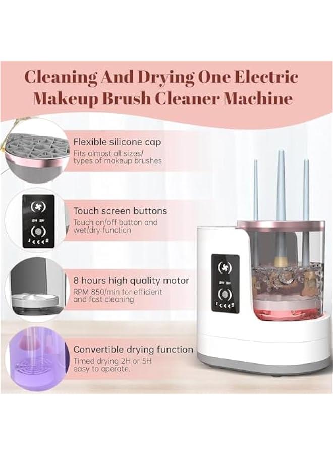 بيوينتي ماكينة تنظيف فرش المكياج الكهربائية 3 في 1   جهاز تنظيف وتجفيف فرش المكياج مع حامل للتجفيف   أداة تنظيف أوتوماتيكية لفرش التجميل تعمل باليو إس بي   مناسب لتنظيف جميع أحجام فرش التجميل الأساسية - Image 5