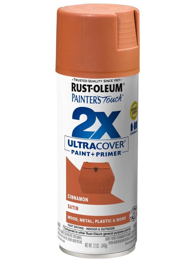RUST-OLEUM 334061 طلاء رذاذ لمسة الرسام 2X تغطية فائقة، 12 أونصة، قرفة ساتان - Image 1
