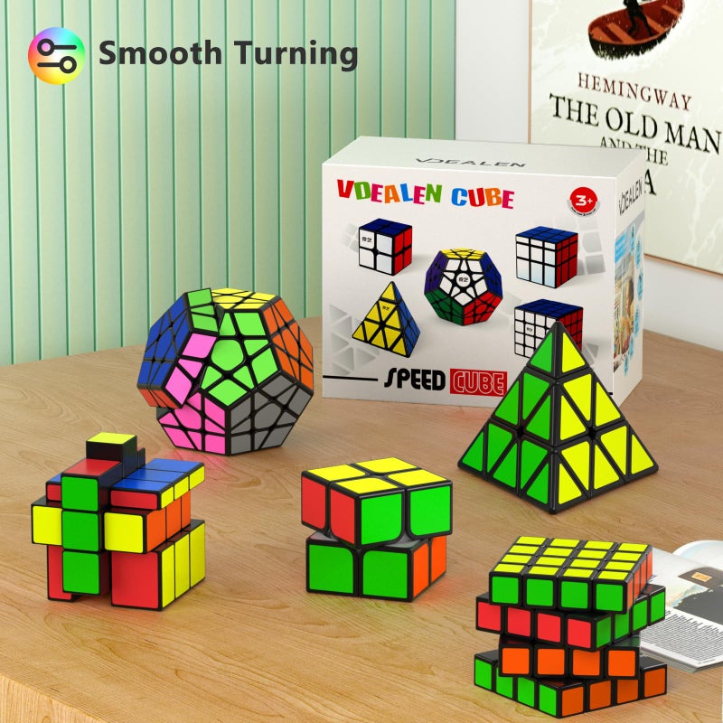 Vdealen Speed Cube Set, 2x2 4x4 Pyramid Mirror Dodecahedron Magic Cube Pack, Puzzle Cube Bundle Toys for Classroom Prizes Birthday Party, for Kids Teens Adults-5 Pack - Image 4
